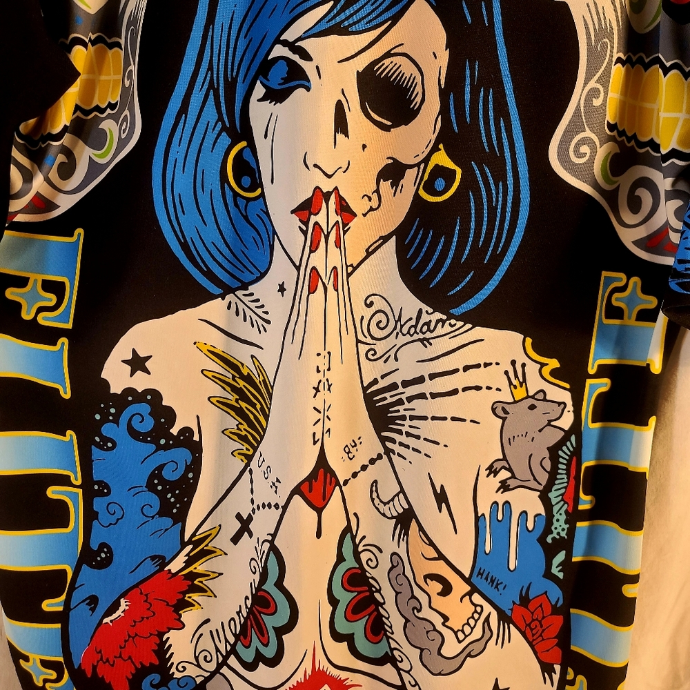 Sugar Skull Graphic T Shirt Colorful Black - Picture 3 of 4